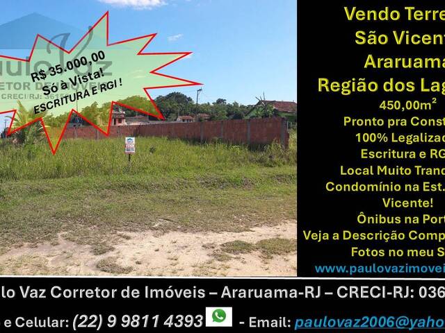 ##VDTR386 - Área para Venda em Araruama - RJ